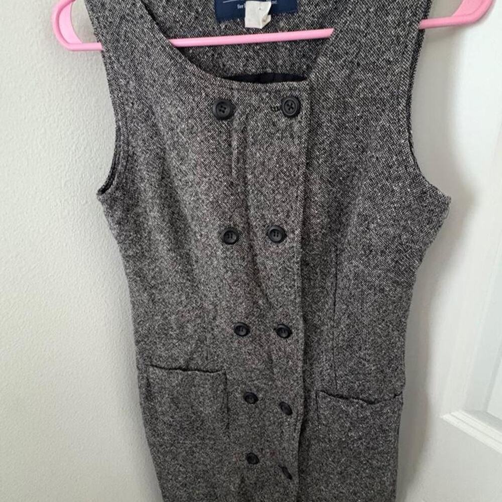 Vintage gray herringbone wool vest